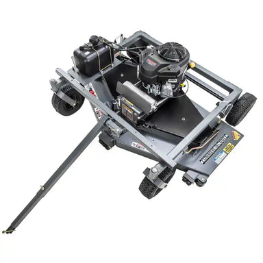 Swisher 66-inch tow-behind finish mower with 14.5HP engine, 12V electric start, fuel tank, and four pneumatic tires, gallery position 1