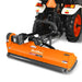 angled view of orange MechMaxx 65-inch 3 point offset flail ditch bank mower connected to tractor, gallery position 1