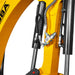 close-up of hydraulic lines, cylinders, and yellow boom arm on MechMaxx MEC17 mini excavator gallery position 1