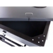 Open hopper with black interior and metal latch on Swisher Drop Feeder, gallery position 1, white background