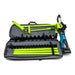 MiniTrencher SB216e electric horizontal drill with Makita 40V motor, green rods, auger bit, and open black carrying case gallery 1