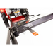 Close-up of control bar and speed selector on Swisher 24-inch walk-behind rough cut mower, gallery position 1
