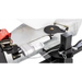 Close-up of electric actuator assembly and linkage on metal frame of Swisher salt spreader, gallery position 1