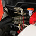 close-up of hydraulic quick-connect couplers and fittings on MechMaxx 78-inch flail mower attachment at gallery position 1