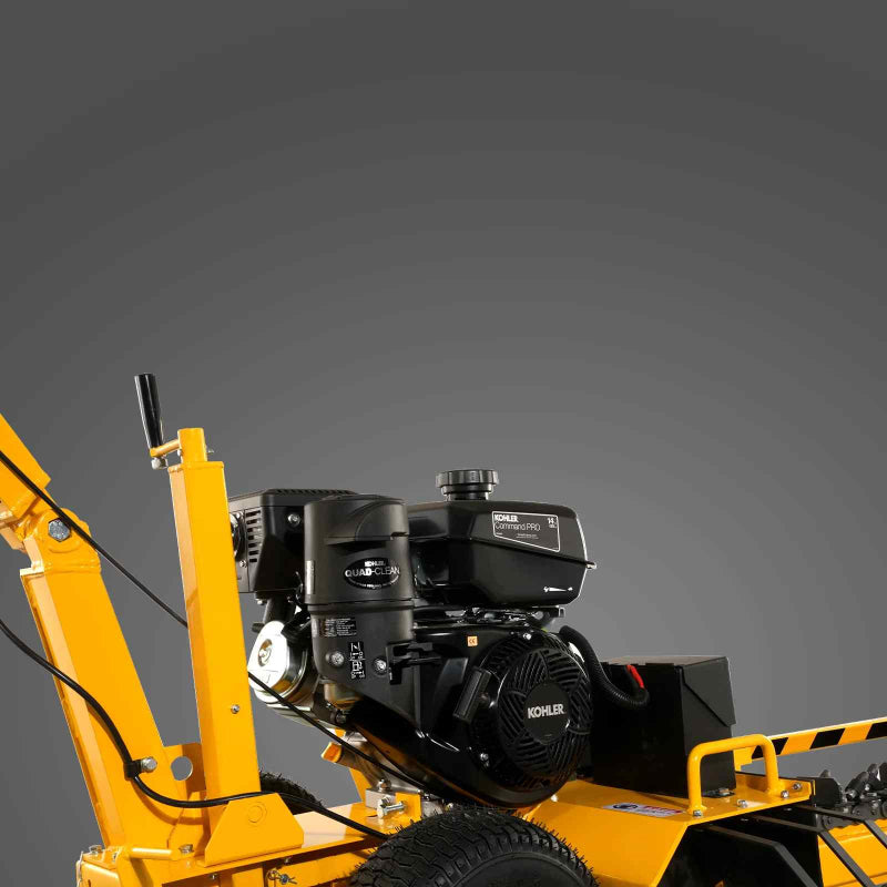 Close-up of MechMaxx 429cc KOHLER E-start engine and air filter on yellow 24-inch ditching mini trencher, gallery 1
