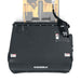 top-down view of black 40-inch mini skid steer box broom sweeper attachment in gallery position 1