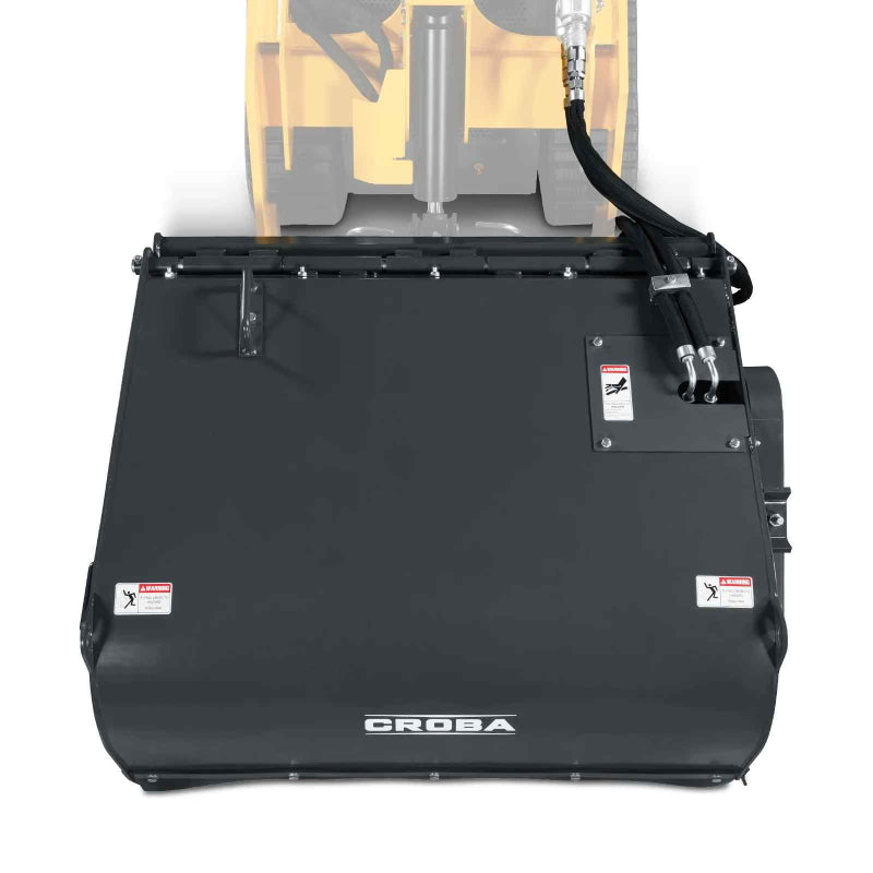 top-down view of black 40-inch mini skid steer box broom sweeper attachment in gallery position 1