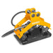 MechMaxx MEC 17 compactor attachment angled view with yellow mounting bracket and hydraulic hoses gallery position 1