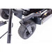 Close-up of front caster wheel and black welded frame on 14.5HP Kawasaki Swisher 44" brush cutter, gallery position 1