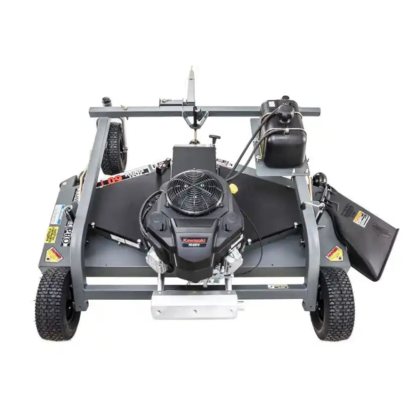 Swisher 60-inch finish cut mower with Kawasaki 14.5HP engine, steel frame, pneumatic tires, and tow-behind hitch, gallery position 1