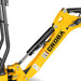 close-up of hydraulic cylinder and arm with CROBA label on yellow MechMaxx MEC10 mini excavator gallery position 1