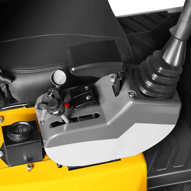 close-up of operator control panel with joystick, switches, and hour meter on MechMaxx MEC12 mini excavator gallery position 1