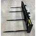 Black metal skid steer attachment with four long pointed tines labeled Series 4 on the side