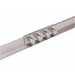 Close-up of metal fastener plate with four hexagonal bolts securing two aluminum truss screed sections, gallery position 1
