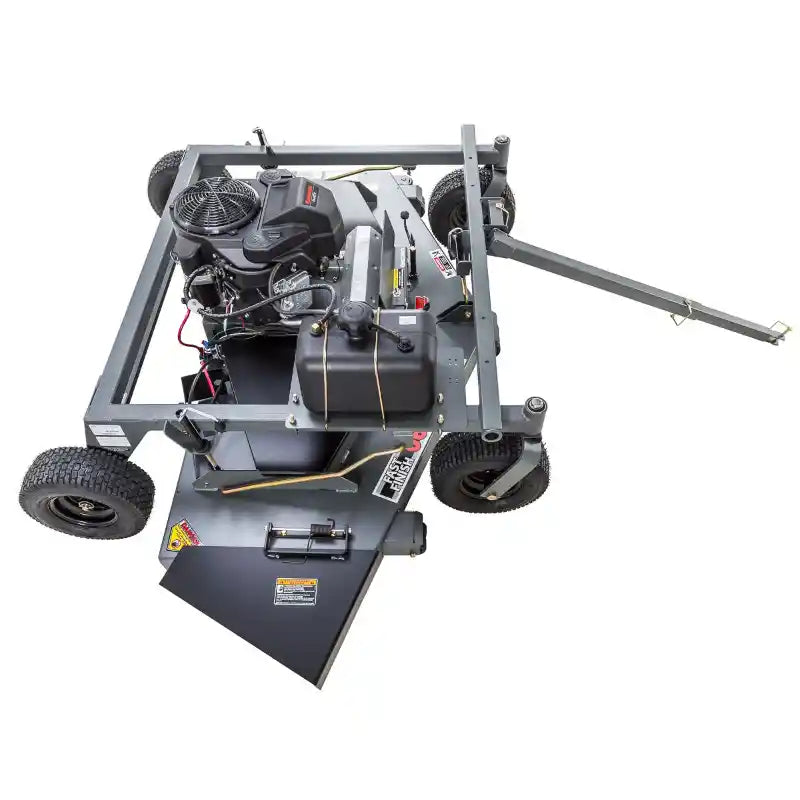 Swisher 66-inch finish cut mower with 14.5HP engine, tow-behind frame, fuel tank, and pneumatic tires, gallery position 1