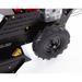Close-up of rear tire and frame assembly on Swisher 24-inch walk-behind rough cut mower, gallery position 1