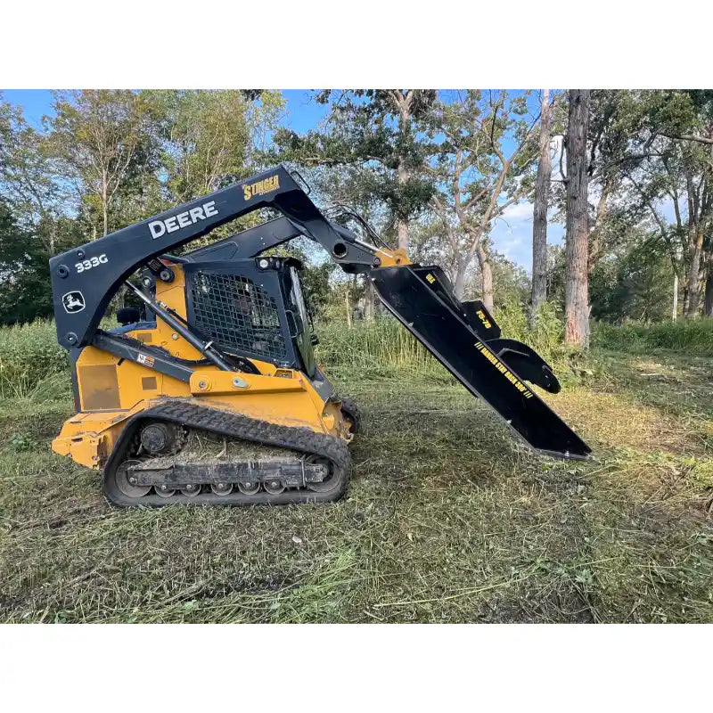 Skid steer with Stinger Attachments TF5 Twister brush cutter raised, gallery image 23, 800x800 square view