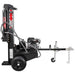 Side view of Swisher 34-Ton Timber Brute 14.5 HP log splitter with tow hitch, engine, and hydraulic hoses, gallery position 1