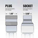 front technical drawing of flat faced G1/2 female plug and male socket hydraulic couplers with measurements in inches gallery position 1