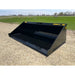 Black skid steer material bucket with deep smooth interior and yellow Series 3 78 markings on dirt surface