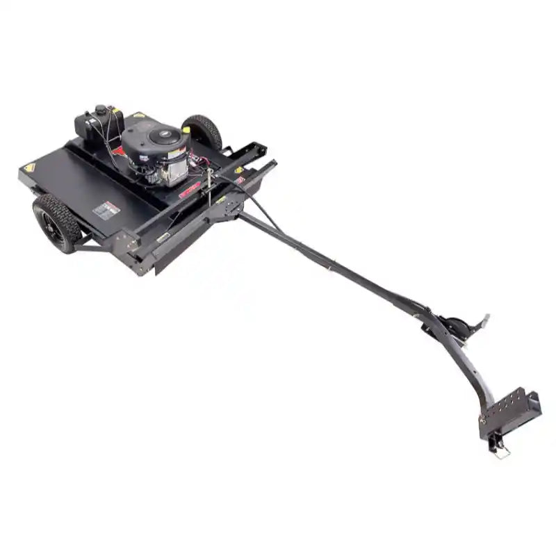 Swisher 44-inch tow-behind rough cut mower with 15.5HP engine, view showing full equipment and hitch, gallery position 1