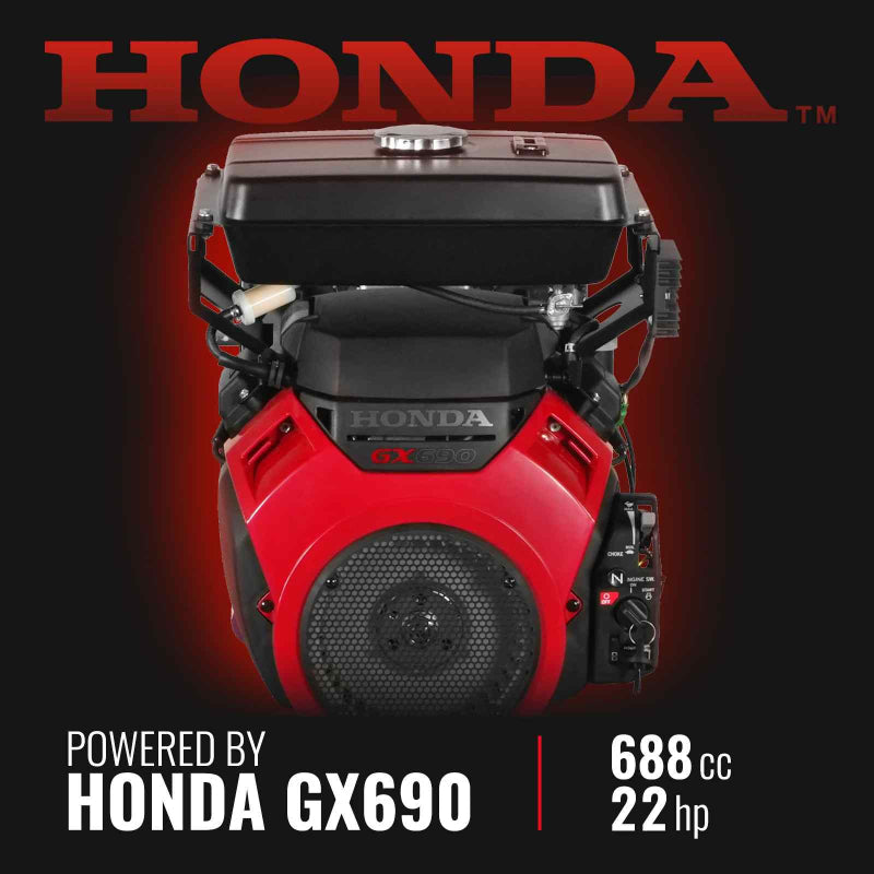 Front view of red and black HONDA GX690 688cc 22hp engine with branding and control panel, gallery position 1