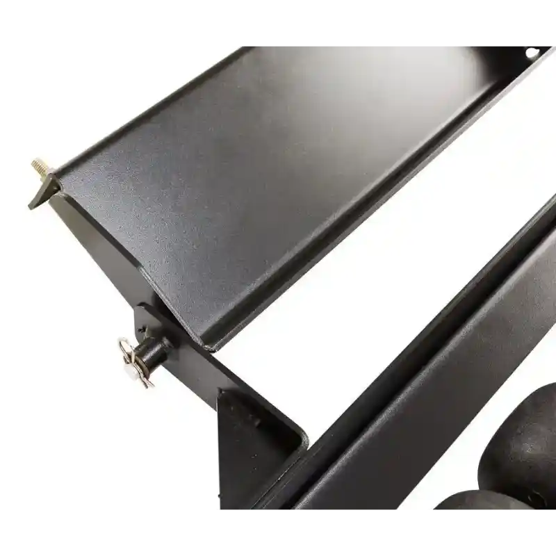 Close-up of black metal bracket and adjustment hardware on Swisher 38-inch Striper Wheel Kit, gallery position 1