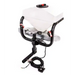 Swisher truck spreader with white poly hopper, black metal frame, wired remote, and wiring harness, gallery position 1