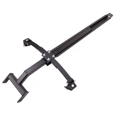 Black steel mounting frame for Swisher 44-inch ATV dump bucket with adjustable support arms, gallery position 1