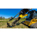 Stinger Attachments BF Bigfoot 900 Skid Steer Trencher mounted on yellow skid steer, gallery image 3, 800x800 square
