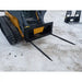Stinger Attachments BS2 Wheel Loader Bale Spear with 49-inch spears attached on compact track loader, square image view.