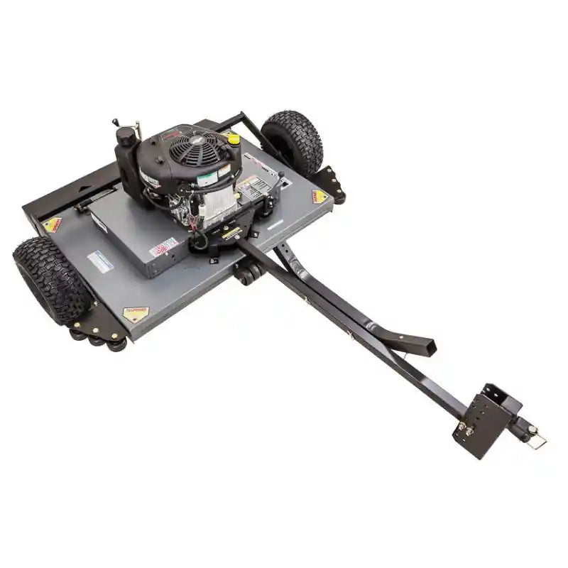 Swisher 44-inch finish cut mower with 11.5HP engine, tow-behind hitch, and rear wheels, gallery position 1