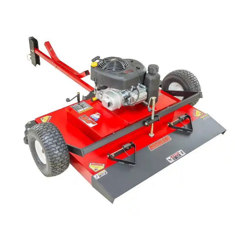 Swisher 44-inch finish cut mower with 11.5HP engine, tow-behind frame, steel deck, and pneumatic tires, gallery position 1