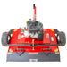 Top-down view of Swisher 44-inch finish cut mower with 11.5HP engine, tow-behind hitch, and wide tire base, gallery position 1