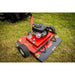 Swisher 44-inch finish cut mower with 11.5HP engine, tow-behind frame, pneumatic tires, positioned on grass, gallery position 1