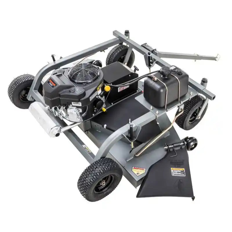 Tow-behind Swisher 60-inch finish cut mower with 14.5HP engine, fuel tank, steel frame, and pneumatic tires, gallery position 1