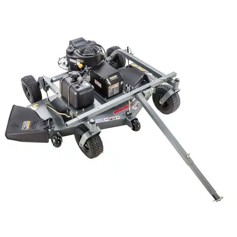 Swisher 60-inch finish cut mower with 14.5HP engine, tow-behind frame, pneumatic tires, and discharge chute, gallery position 1