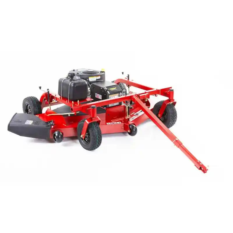 Swisher 60-inch finish cut mower with 15.5HP engine and tow bar, angled front view, gallery position 1