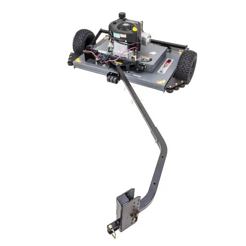 Swisher 44-inch finish mower with 11.5HP engine, long tow bar, caster wheels, and steel deck, gallery position 1