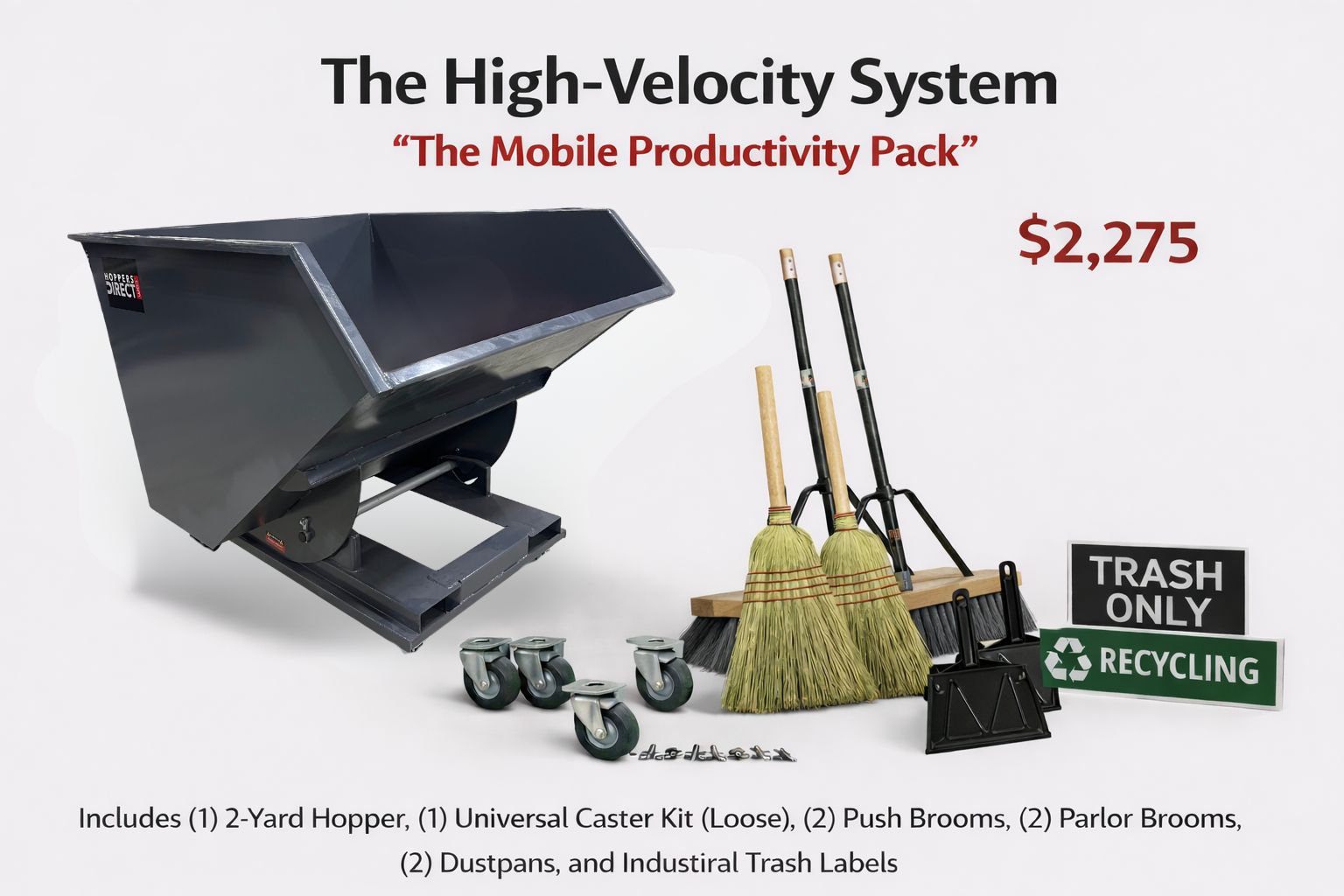 Hoppers Direct 2 Yard Self-Dumping Hopper — High Velocity Kit