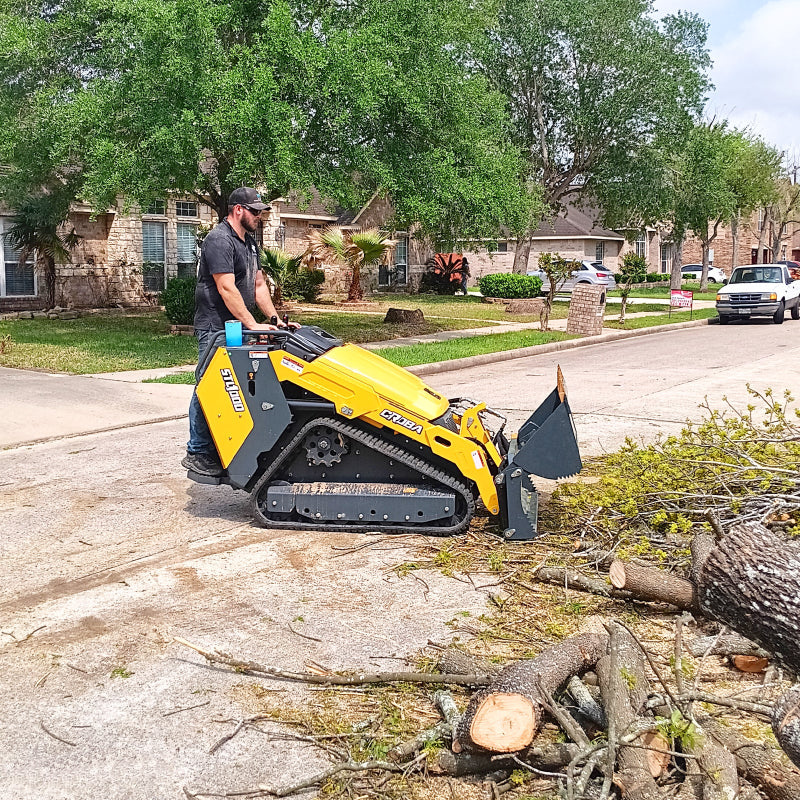 Mini Skid Steer Stand-On Compact Track Loader - 4-in-1 Bucket included