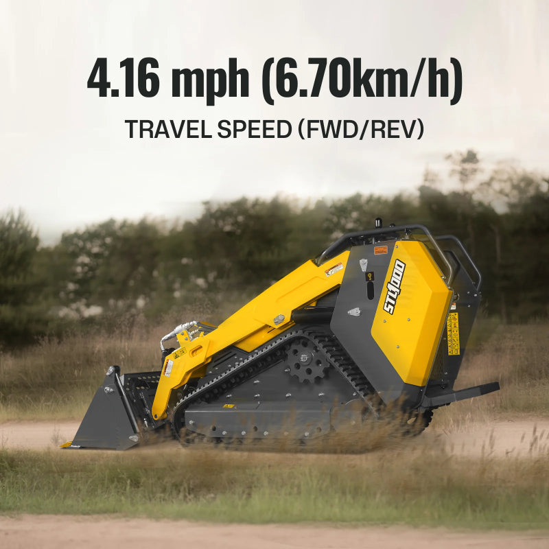 Mini Skid Steer Stand-On Compact Track Loader - 4-in-1 Bucket included