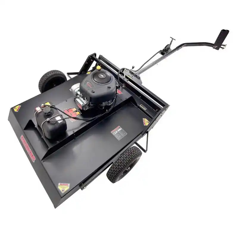 Swisher 44-inch rough cut brush cutter with 15.5HP engine, tow-behind design, isolated white background, gallery position 1