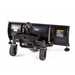 Swisher 50-inch snow plow attachment for Versa ZTR, angled front left view, gallery position 1 on white background