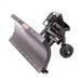 Swisher 50-inch snow plow attachment for Versa ZTR, angled front right view highlighting blade edge and caster wheel, gallery 1