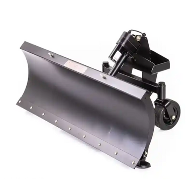 Swisher 50-inch snow plow attachment for Versa ZTR, angled front right view, gallery position 1 on white background