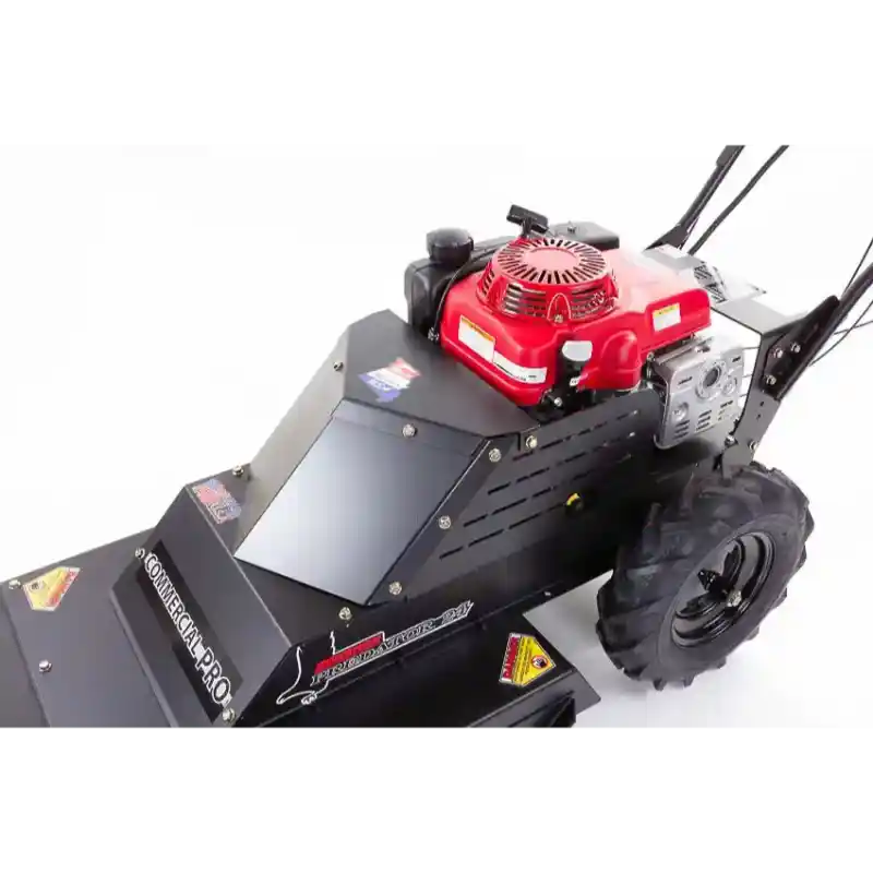 Swisher 24-inch walk-behind rough cut mower with Honda 10.2HP engine, angled close-up, gallery position 1