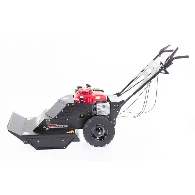 Swisher 24-inch walk-behind rough cut mower with 10.2HP Honda engine, side view, gallery position 1
