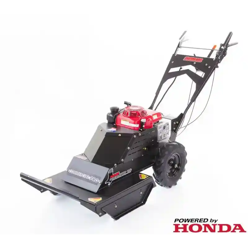 Swisher 24-inch walk-behind rough cut mower with Honda 10.2HP engine, angled front view, gallery position 1