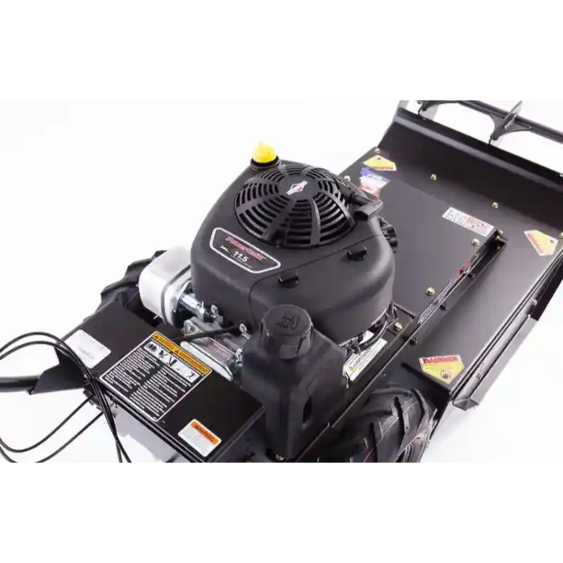 Close-up of Briggs & Stratton 11.5HP engine and mower deck on Swisher 24-inch walk-behind rough cut mower, gallery position 1